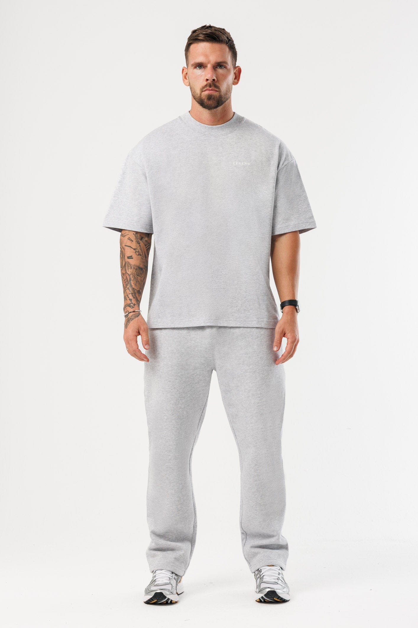 PRINT OVERSIZED T-SHIRT - GREY MARL