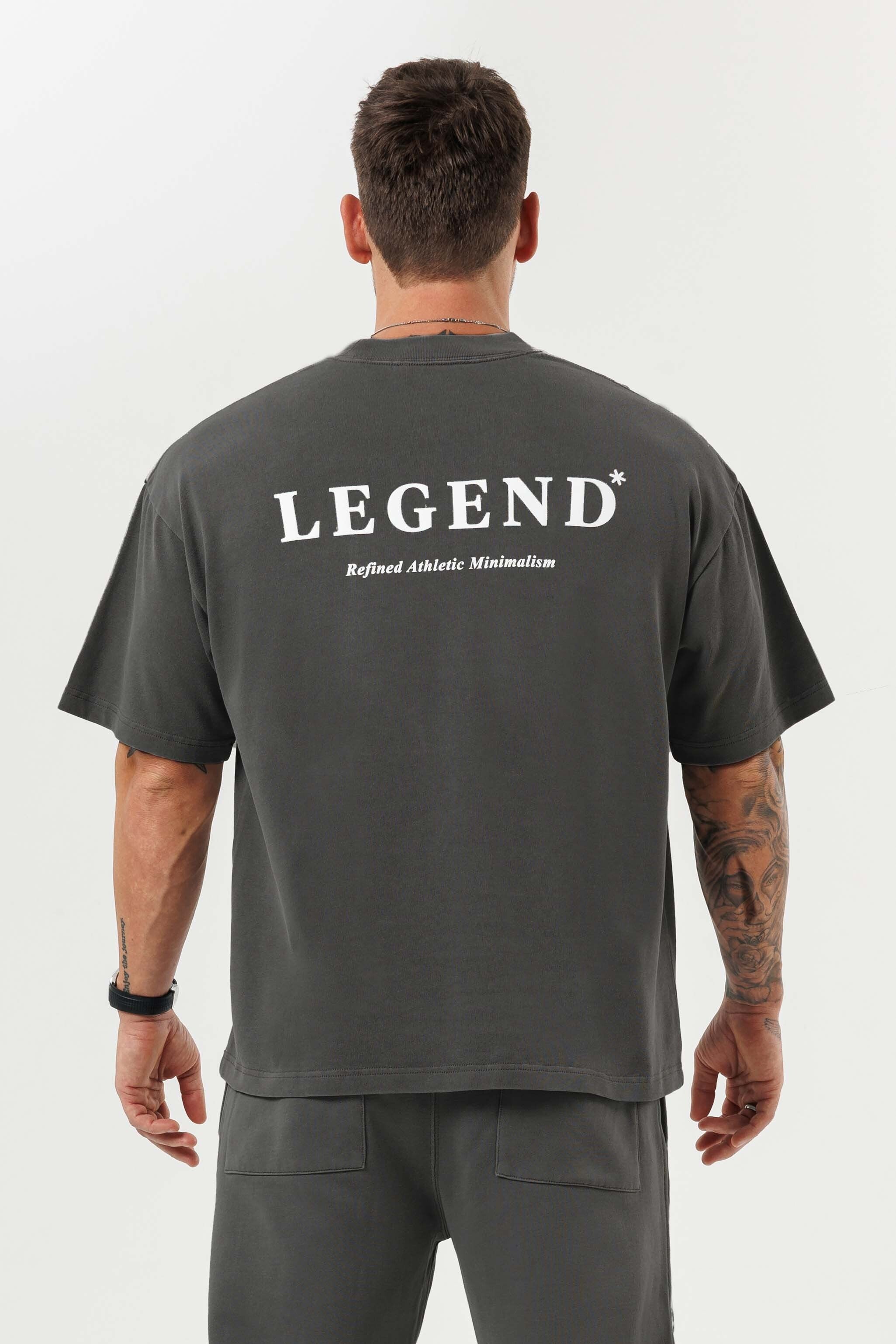 PRINT OVERSIZED T-SHIRT - GUN METAL