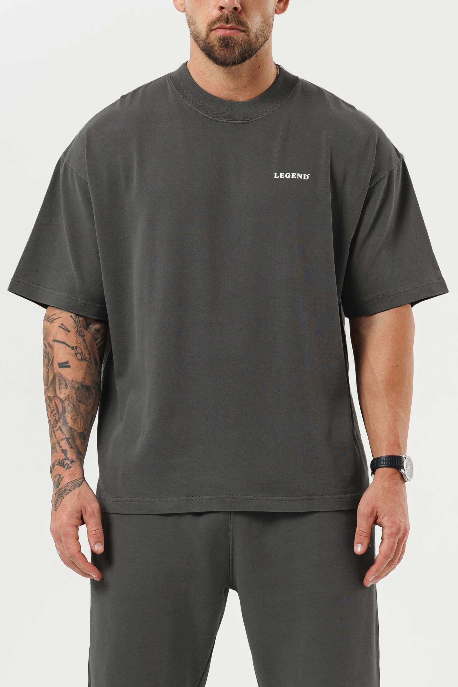PRINT OVERSIZED T-SHIRT - GUN METAL