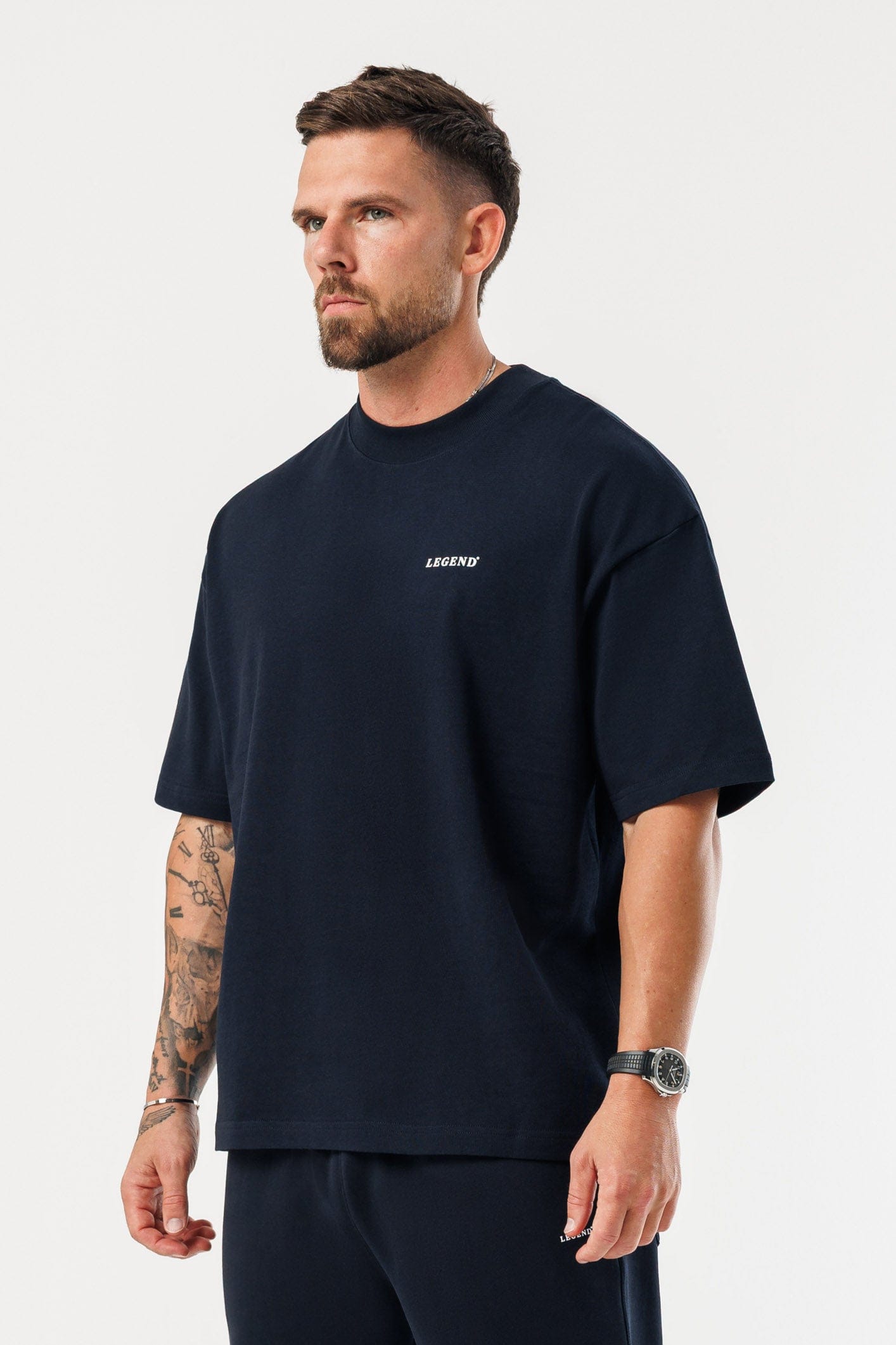 PRINT OVERSIZED T-SHIRT - NAVY
