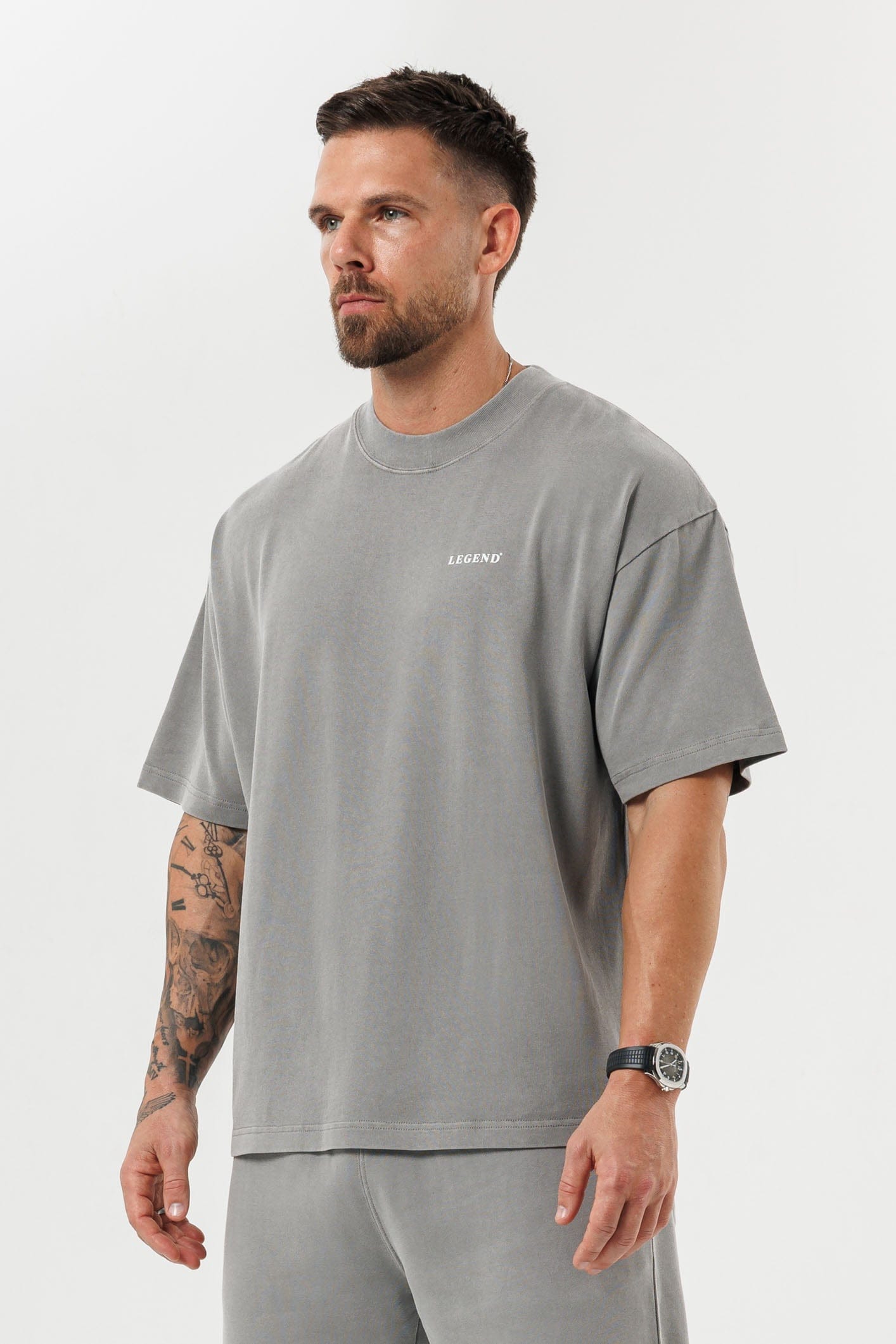 PRINT OVERSIZED T-SHIRT - WASHED GREY