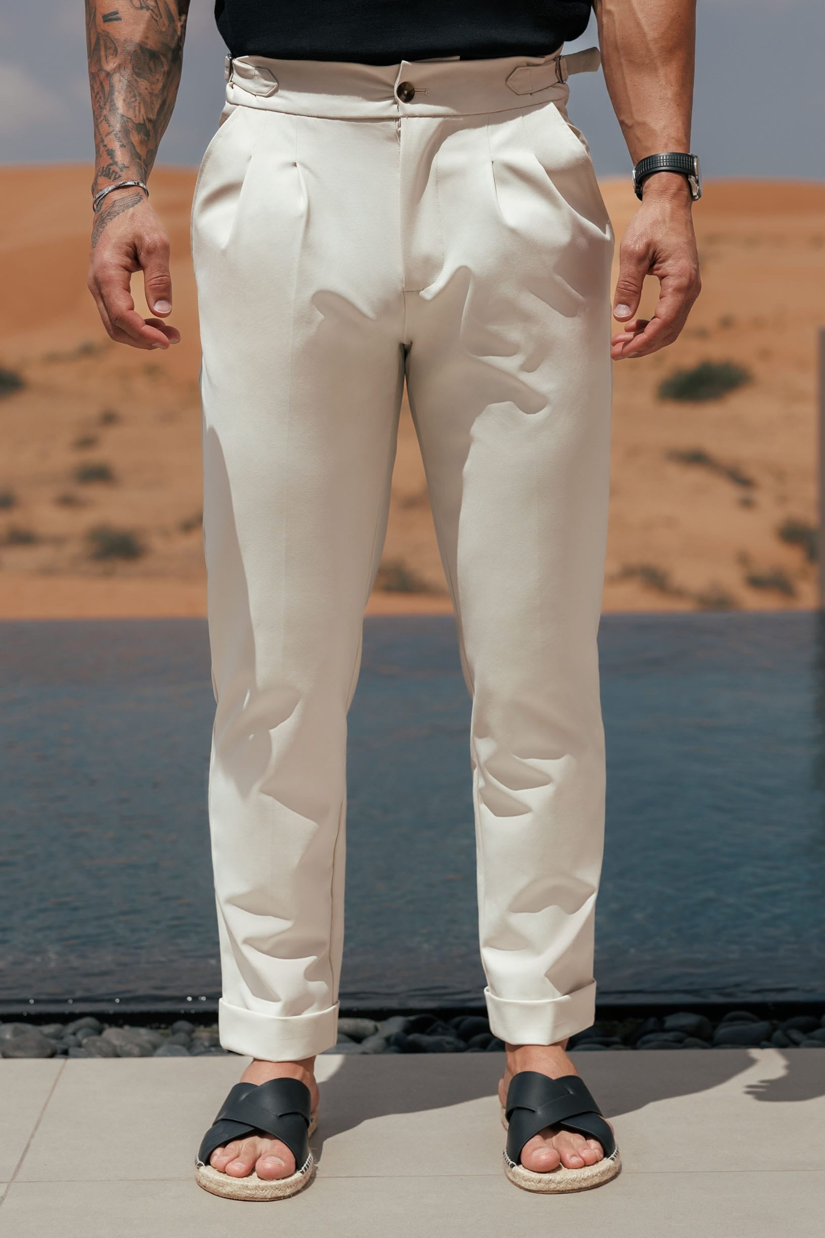 PREMIUM SIDE CINCH TROUSER - STONE