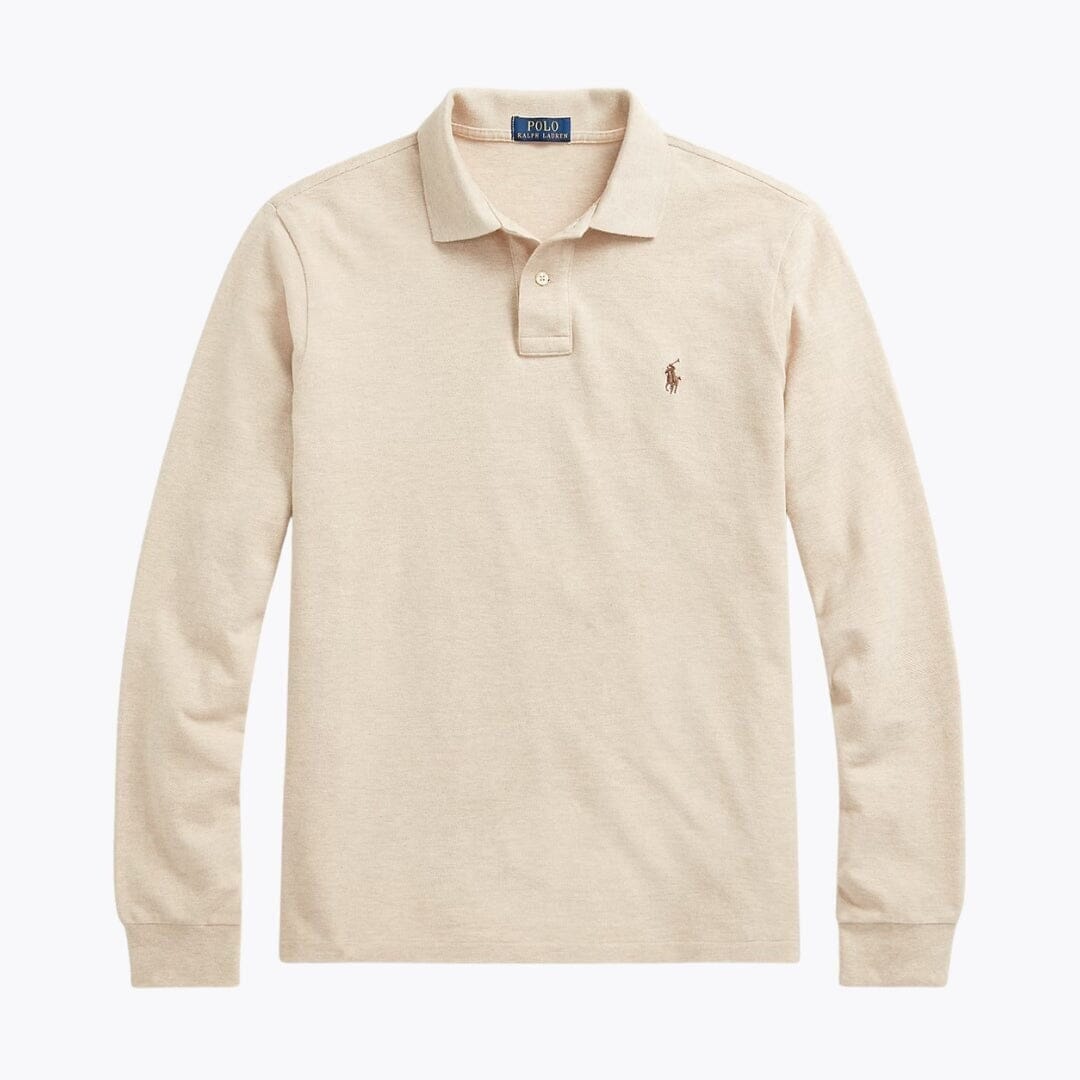 RL Long-Sleeve Polo Shirt in Mesh Cotton