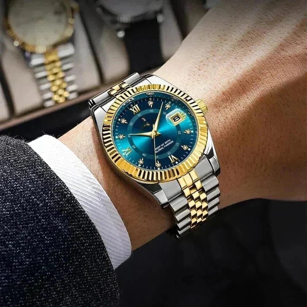 PD Goldenstar 40mm Men's Wristwatch - Waterproof - Stainless Steel