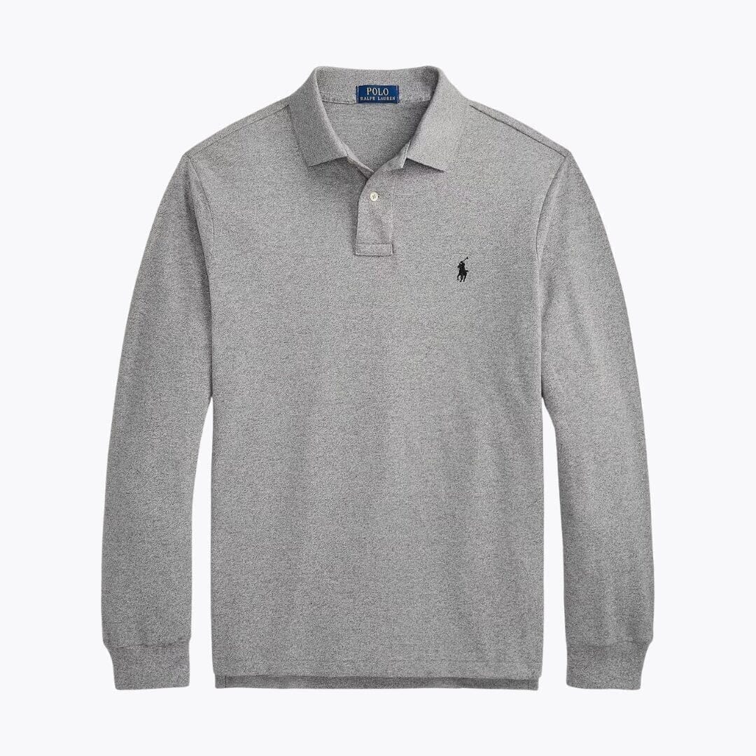 RL Long-Sleeve Polo Shirt in Mesh Cotton