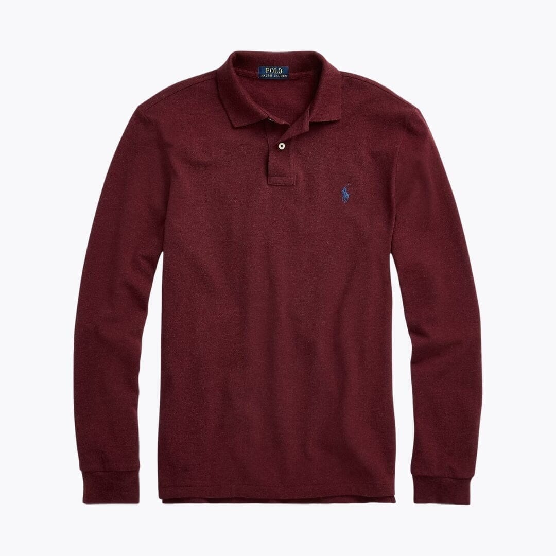 RL Long-Sleeve Polo Shirt in Mesh Cotton